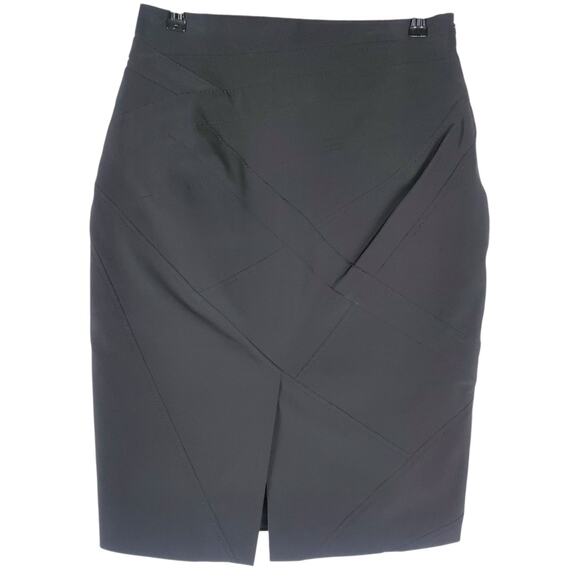 Karen Millen Pencil Skirt Sz US 10 Black Side Zip Knee Length Career Work READ - Picture 6 of 13